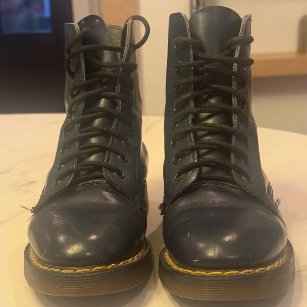 DOCTOR MARTENS Dark Blue Leather Combat Boots Women’s Size UK 4 / US 6/ EU 37 - Picture 14 of 15